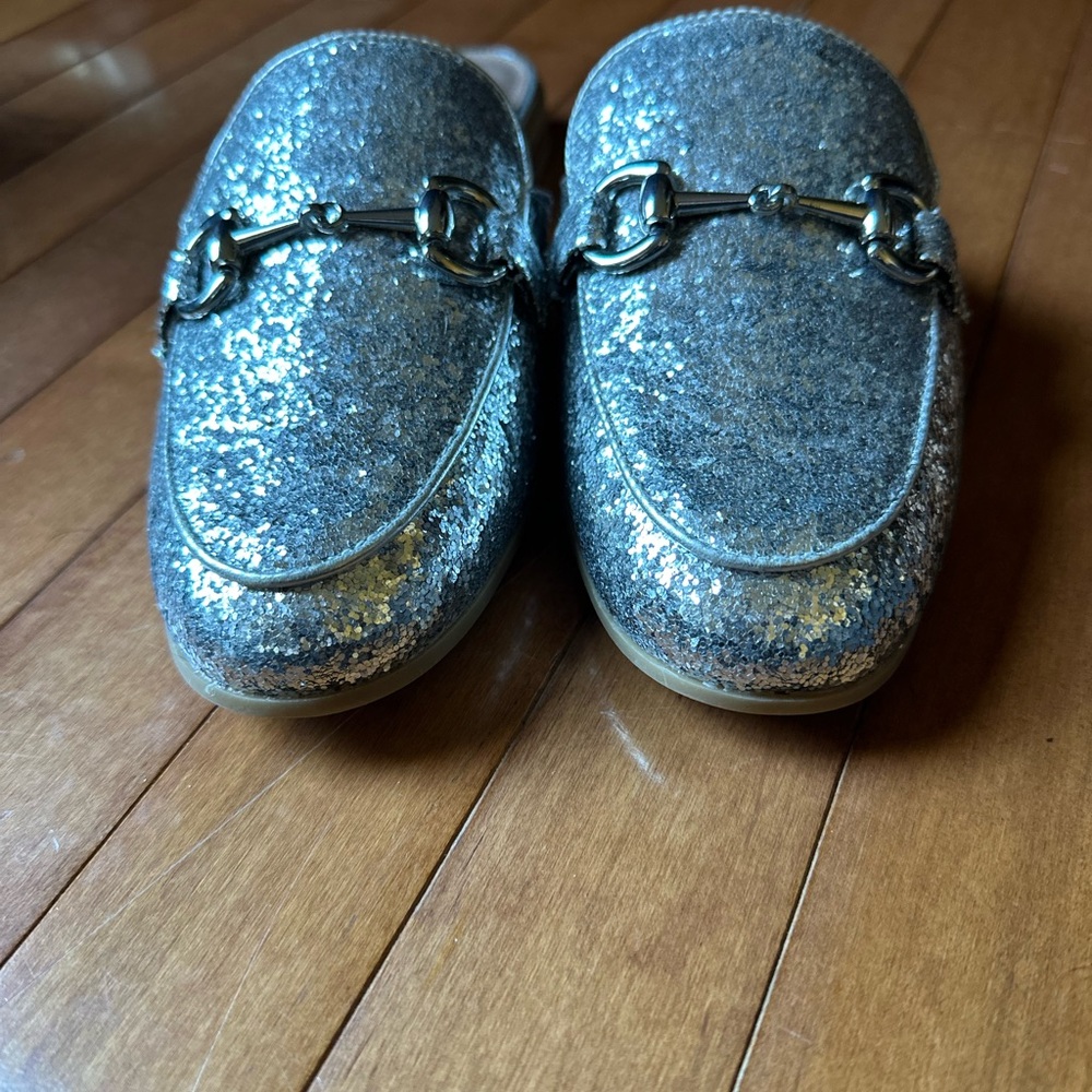 Bcbgenerational Zorie Bit Silver Glitter Mules Si… - image 2